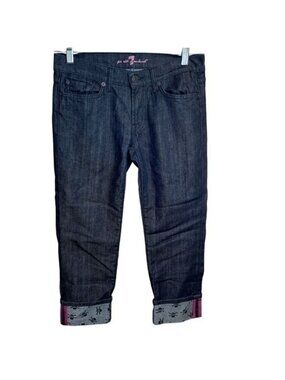 7 for All Mankind Women’s 27 Waist Capri Jeans Skulls Crossbones Cuffed